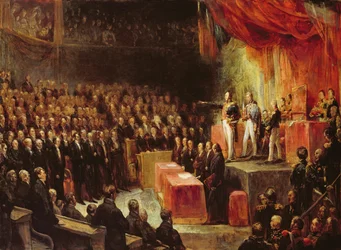 Studie voor koning Louis-Philippe die zijn eed aflegt aan de Kamer van Afgevaardigden, 9 augustus 1830